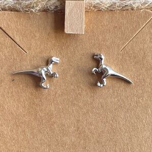Sterling Silver 925 T-Rex Dinosaur Stud Earrings